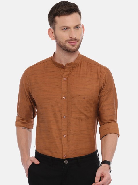 

CROYDON Men Brown Regular Fit Solid Cotton Formal Shirt