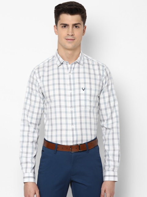 

Allen Solly Men White & Navy Blue Slim Fit Checked Smart Casual Shirt