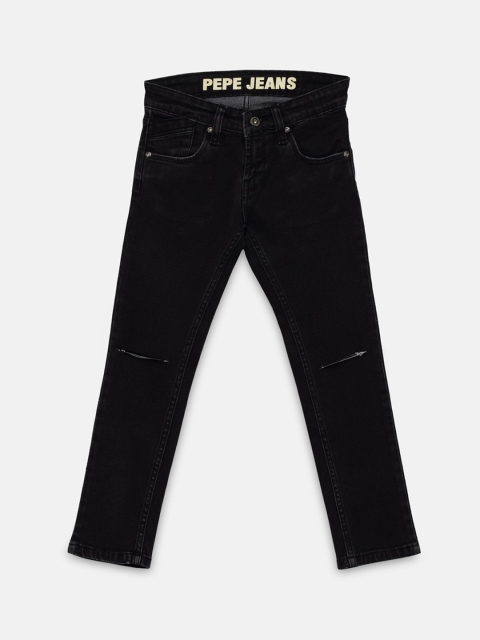

Pepe Jeans Boys Black Slim Fit Mid-Rise Slash Knee Stretchable Jeans