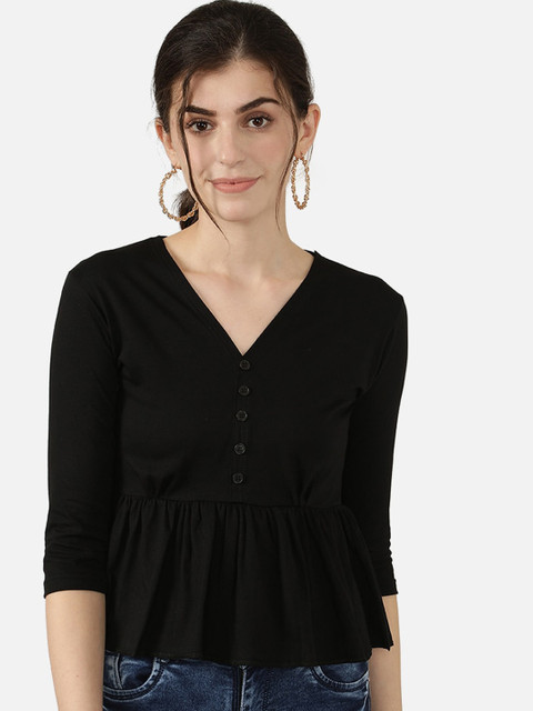 

V2 Value & Variety Black Peplum Top
