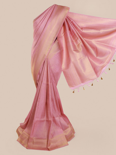 

Pothys Pink Solid Banarasi Saree