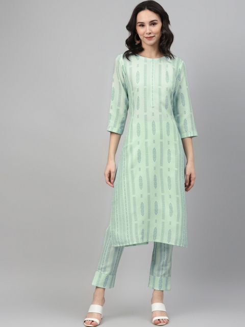 

ZIYAA Women Green Geometric Printed Kurta