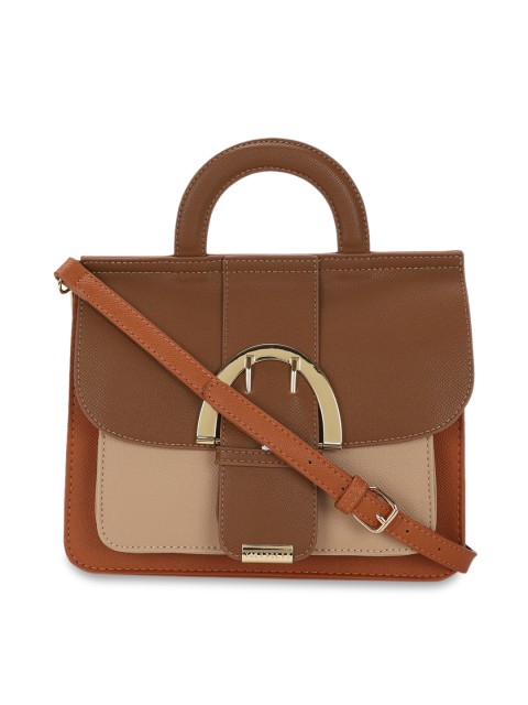 

Van Heusen Brown Colourblocked Satchel