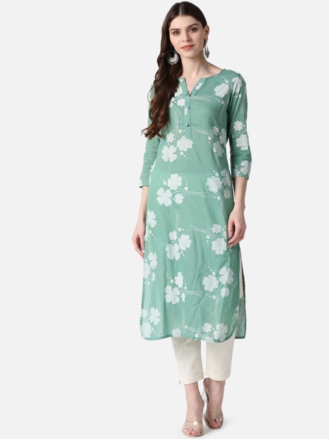 

AHIKA Women Green Floral Printed Floral Kurta