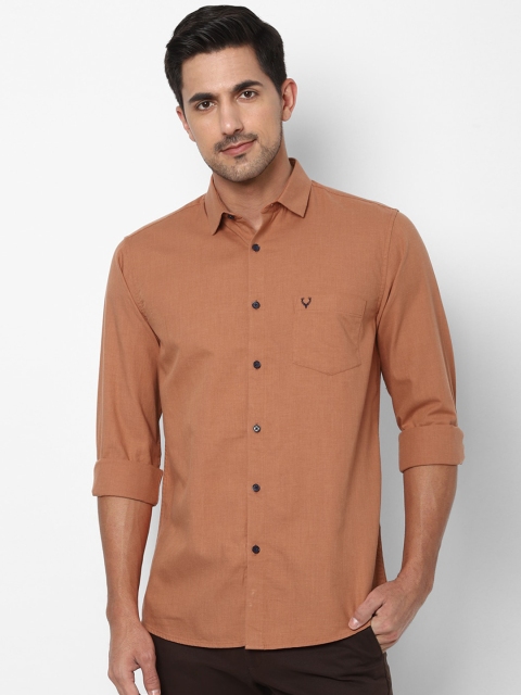Allen Solly Men Brown Slim Fit Solid Casual Shirt