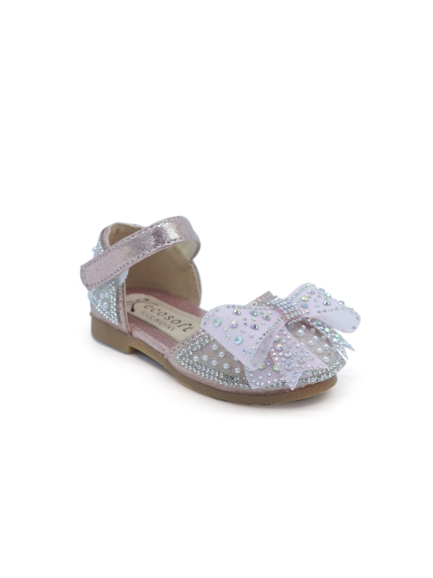 

FEETWELL SHOES Girls Pink & White Embellished Heels