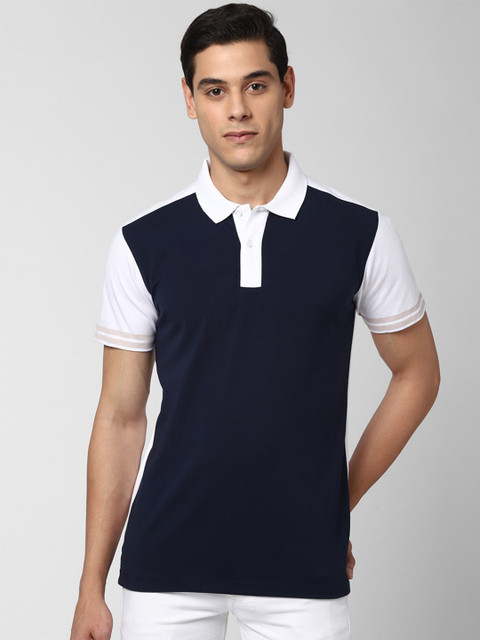 

Peter England Casuals Men Navy Blue Colourblocked Polo Collar T-shirt