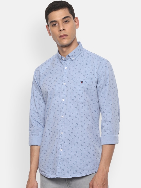 

Louis Philippe Jeans Men Blue Slim Fit Geometric Print Cotton Casual Shirt