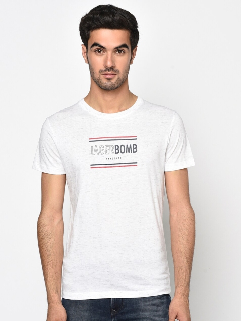 

Octave Men White & Black Printed Round Neck T-shirt
