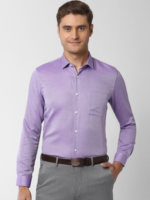

Peter England Elite Men Lavender Slim Fit Self Design Pure Cotton Formal Shirt