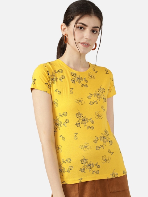 

V2 Value & Variety Mustard Yellow Floral Chambray Regular Top