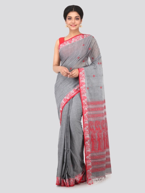 

PinkLoom Grey Woven Design Pure Cotton Handloom Saree