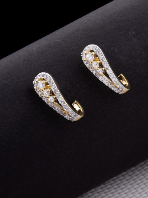 

Studio Voylla Gold-Plated & White CZ Studded Paisley Shaped Studs