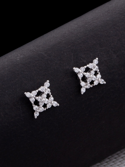 

Studio Voylla Rhodium-Plated White CZ Studded Contemporary Studs