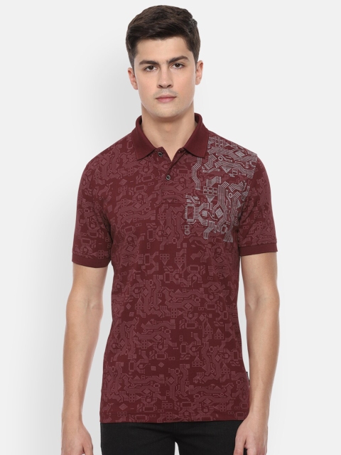 

Van Heusen Sport Men Maroon Printed Polo Collar Pure Cotton T-shirt