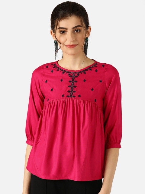 

V2 Value & Variety Pink Embroidered Regular Top