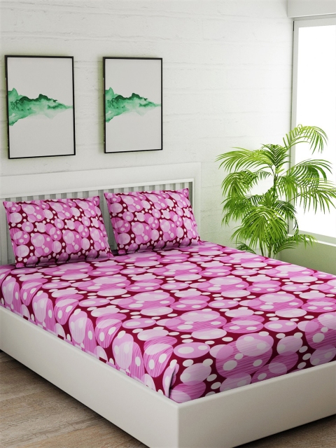 

Salona Bichona Unisex Magenta Geometric Printed 1 King Bedsheet With 2 Pillow Cover