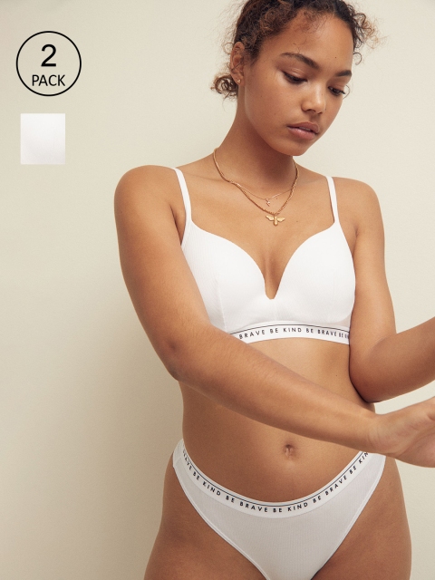 

H&M Women White 2-Pack Brazilian Briefs 0963432002