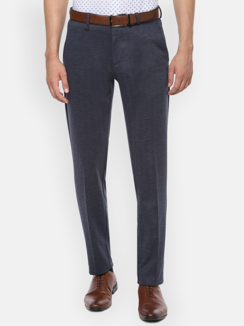

Van Heusen Men Charcoal Grey Herringbone Patterned Slim-Fit Formal Trousers
