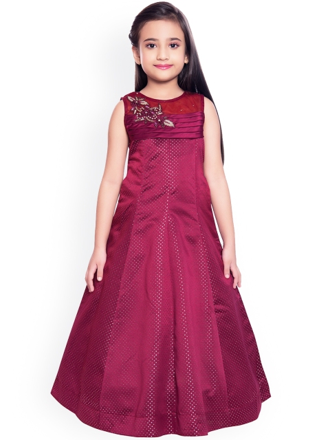 

BETTY Girls Burgundy Embroidered Gown Dress