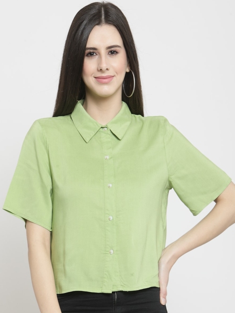 

Global Republic Women Green Regular Fit Solid Casual Shirt