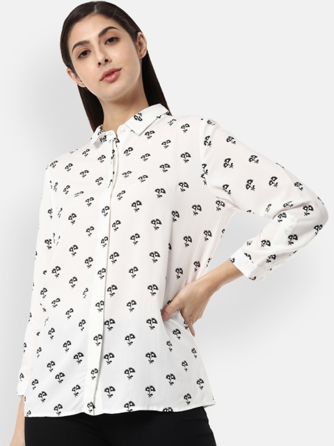 

Van Heusen Woman White Regular Fit Printed Casual Shirt
