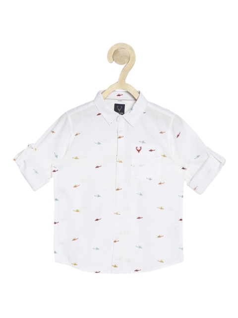

Allen Solly Junior Boys White & Red Slim Fit Printed Pure Cotton Casual Shirt