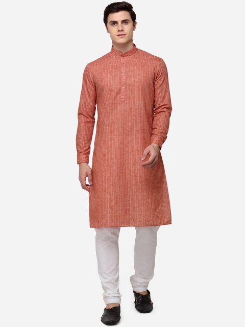 

Modi Kurta Men Rust Striped Kurtas