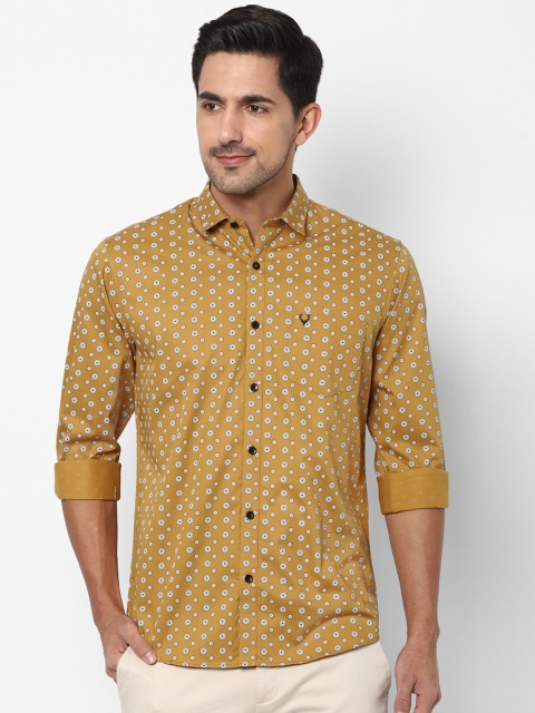 

Allen Solly Men Mustard Yellow & White Slim Fit Printed Casual Shirt