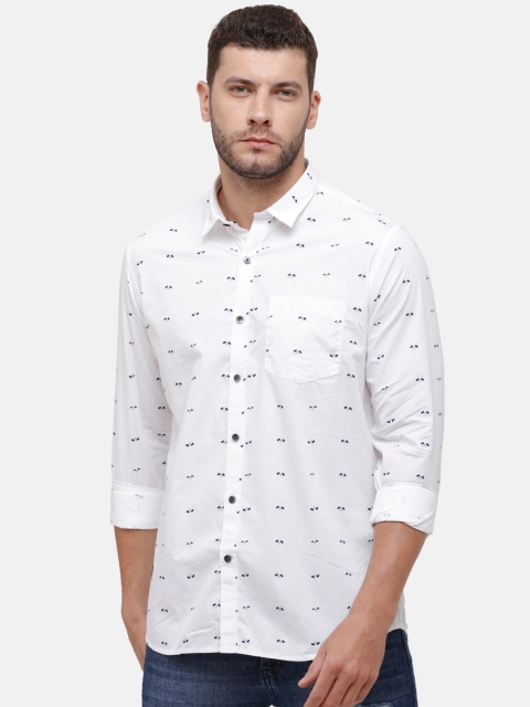 

Alan Scott Men White Regular Fit Printed Pure Cotton Casual Shirt
