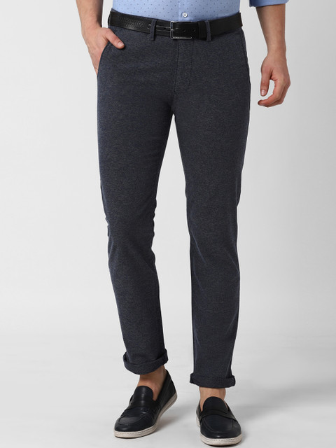 

Peter England Casuals Men Navy Blue Slim Fit Solid Regular Trousers