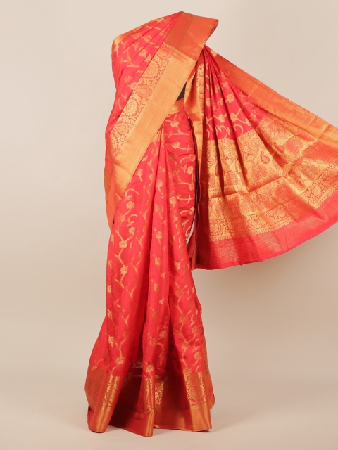 

Pothys Pink & Gold-Toned Jute Silk Woven Design Saree
