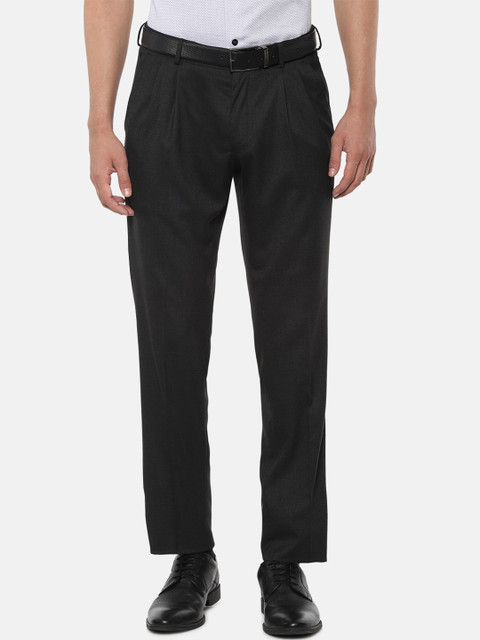 

Louis Philippe Men Black Regular Fit Solid Formal Trousers
