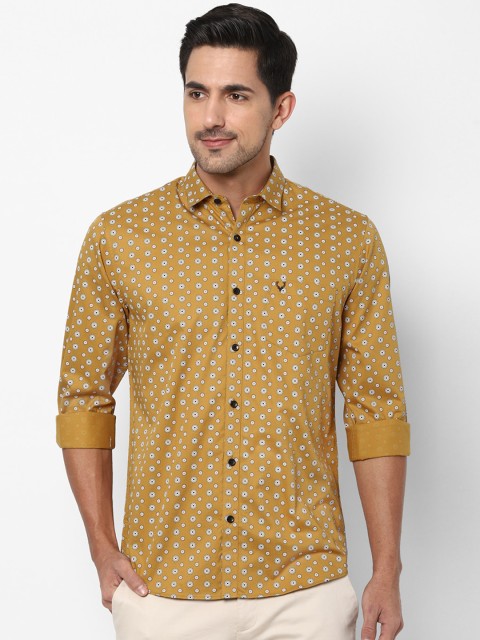 

Allen Solly Men Mustard Yellow & White Slim Fit Printed Casual Shirt