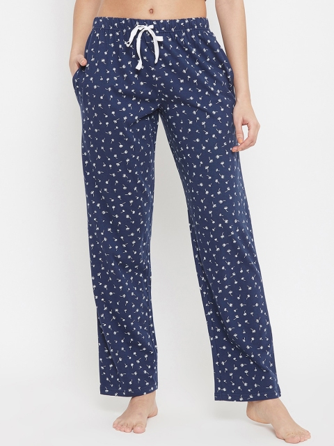 

Clovia Women Blue & White Printed Cotton Lounge Pants
