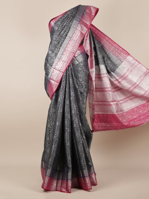 

Pothys Black & Grey Jute Silk Woven Design Saree