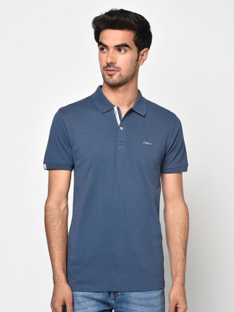 

Octave Men Blue Solid Polo Collar T-shirt