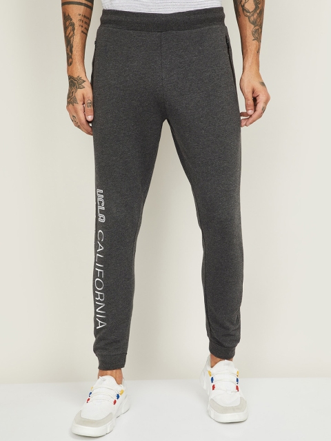 

UCLA Men Charcoal Grey Solid Slim Fit Joggers