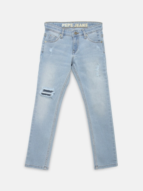 

Pepe Jeans Boys Blue Slim Fit Mid-Rise Mildly Distressed Stretchable Jeans