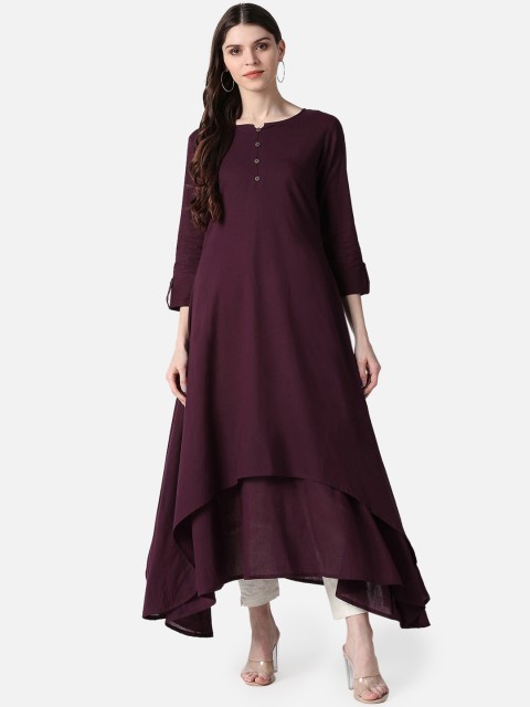 

AHIKA Women Burgundy Asymmetric Kurta