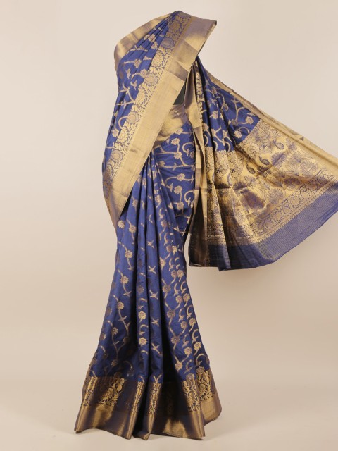 

Pothys Purple & Gold-Toned Jute Silk Woven Design Saree