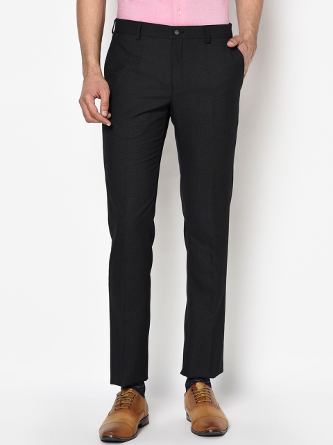 

Blackberrys Men Black Slim Fit Self Design Formal Trousers