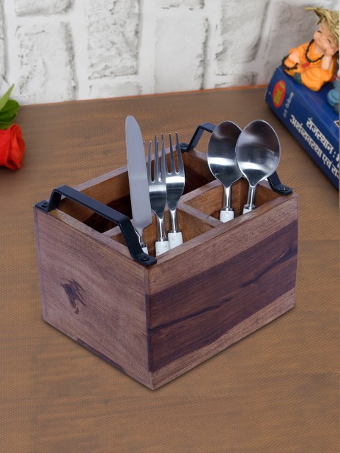 

nestroots Brown Wooden Cutlery Stand & Set