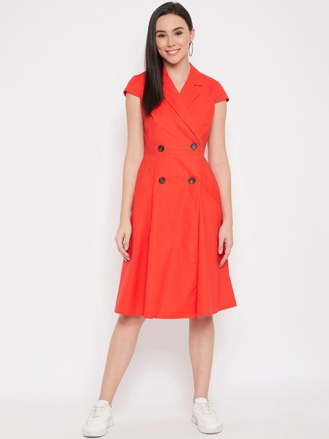 

Madame Women Red Solid Wrap Dress