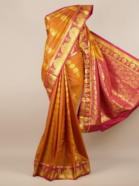 

Pothys Orange & Gold-Toned Art Silk Woven Design Saree