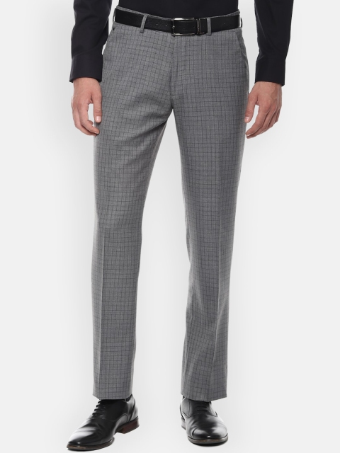 

Louis Philippe Men Blue Regular Fit Checked Formal Trousers