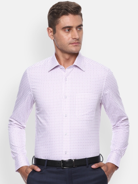 

Louis Philippe Men White & Purple Classic Regular Fit Checked Formal Shirt