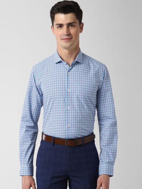 

Peter England Men Blue & Pink Slim Fit Checked Formal Shirt