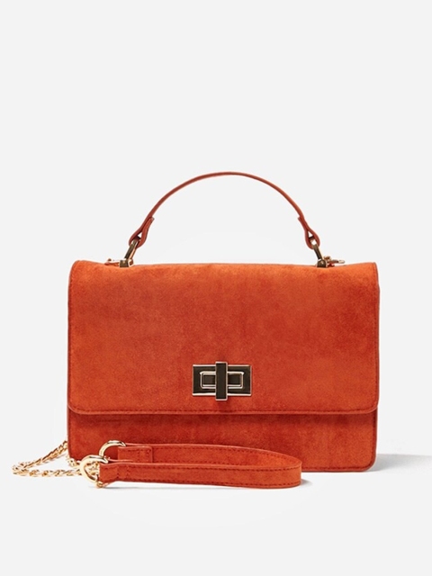 

FOREVER 21 Rust Orange Solid Suede Finish Satchel