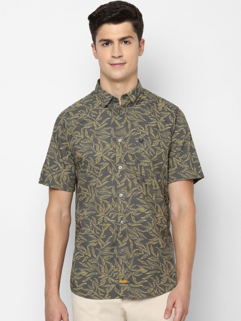 

Allen Solly Men Olive Green & Mustard Yellow Slim Fit Printed Casual Shirt